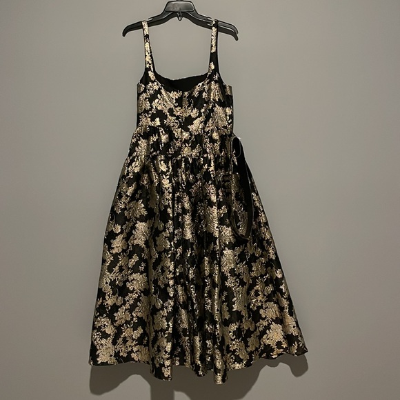 Antonio Melani black and gold midi dress. - Picture 4 of 6